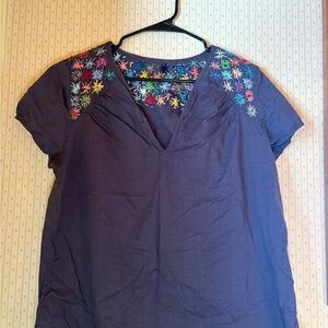Hand Embroidered Charcoal Women's Top
